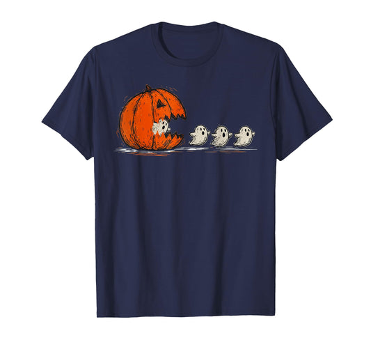 Halloween Gamer Pumpkin Eating Ghost Costume Men Boys Kids T-Shirt