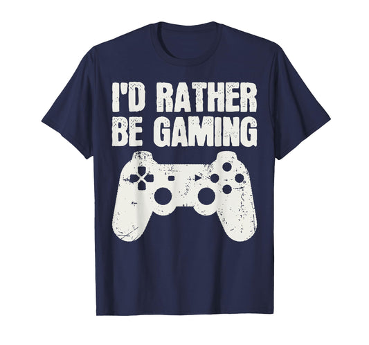 I'd Rather Be Gaming Gamer Video Games Cool Retro Distressed T-Shirt