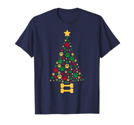 Dog Paw Christmas Tree Pajamas for Adults and Children T-Shirt