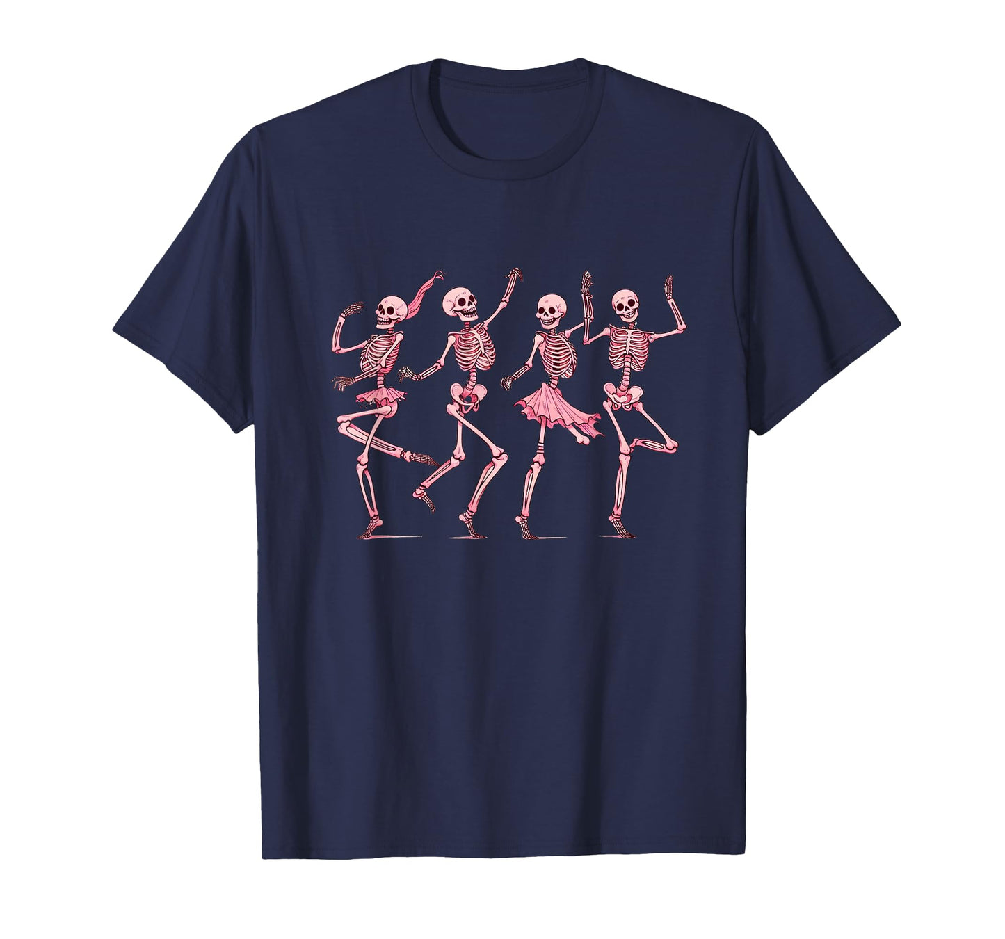 Pink Dancing Skeletons Dance Day Of Dead Halloween Women T-Shirt