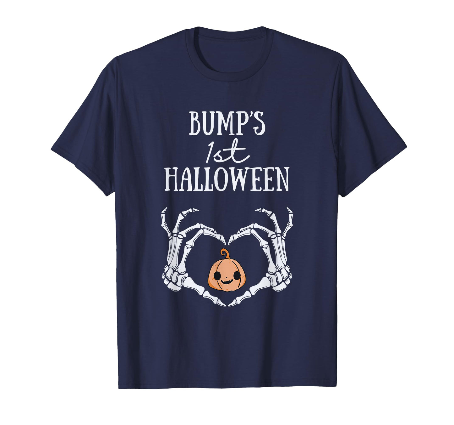 Bump's 1st Halloween Skeleton Hand Heart Pregnancy Baby T-Shirt