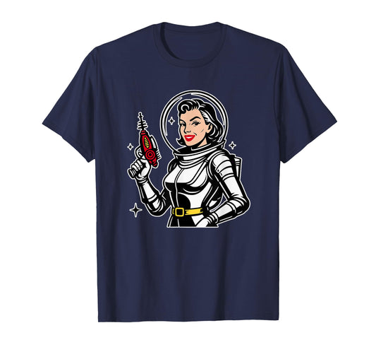 Retro Space Babe Vintage Raygun Astronaut Pinup T-Shirt