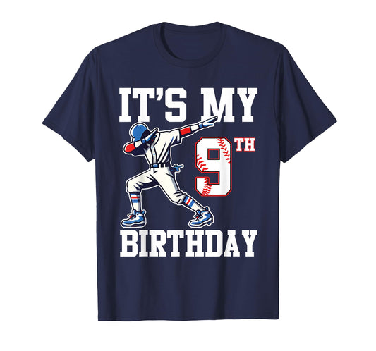 It's My 9th Birthday Baseball 9 Years Old Birthday Boy Girl T-Shirt