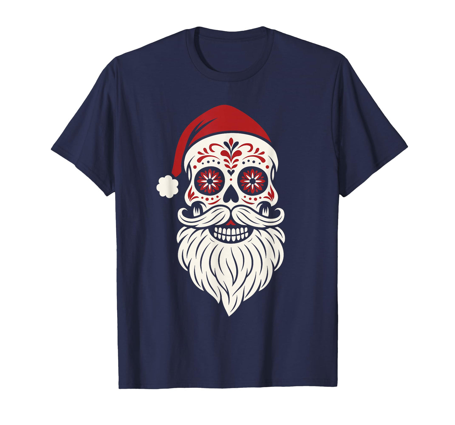 Sugar Skull Santa Shirt Men, Mexican Santa Christmas T-Shirt