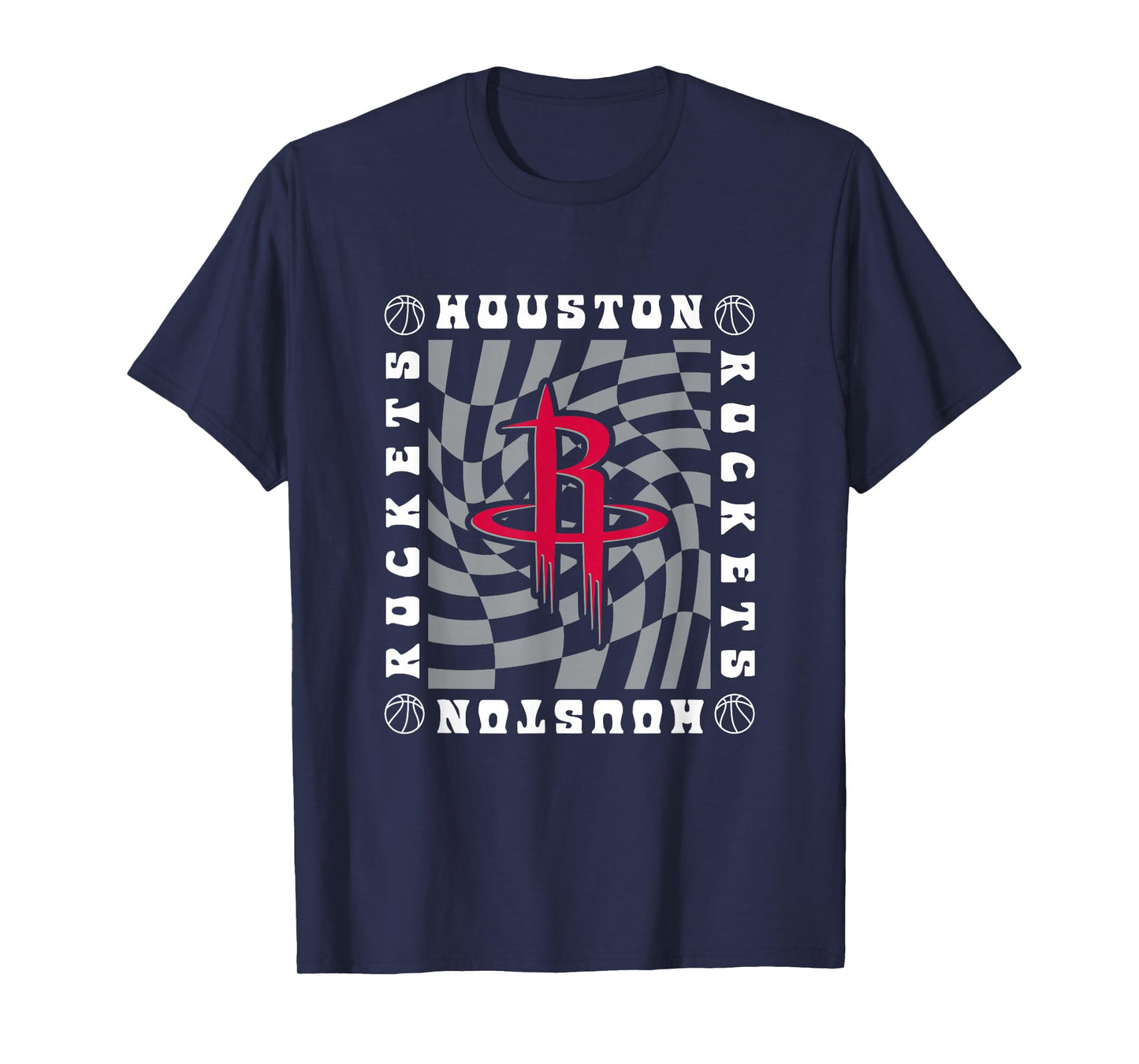 NBA Houston Rockets Retro Checkerboard Wave T-Shirt