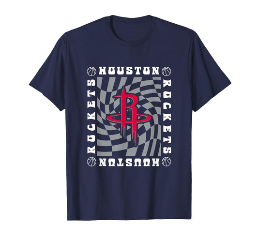 NBA Houston Rockets Retro Checkerboard Wave T-Shirt