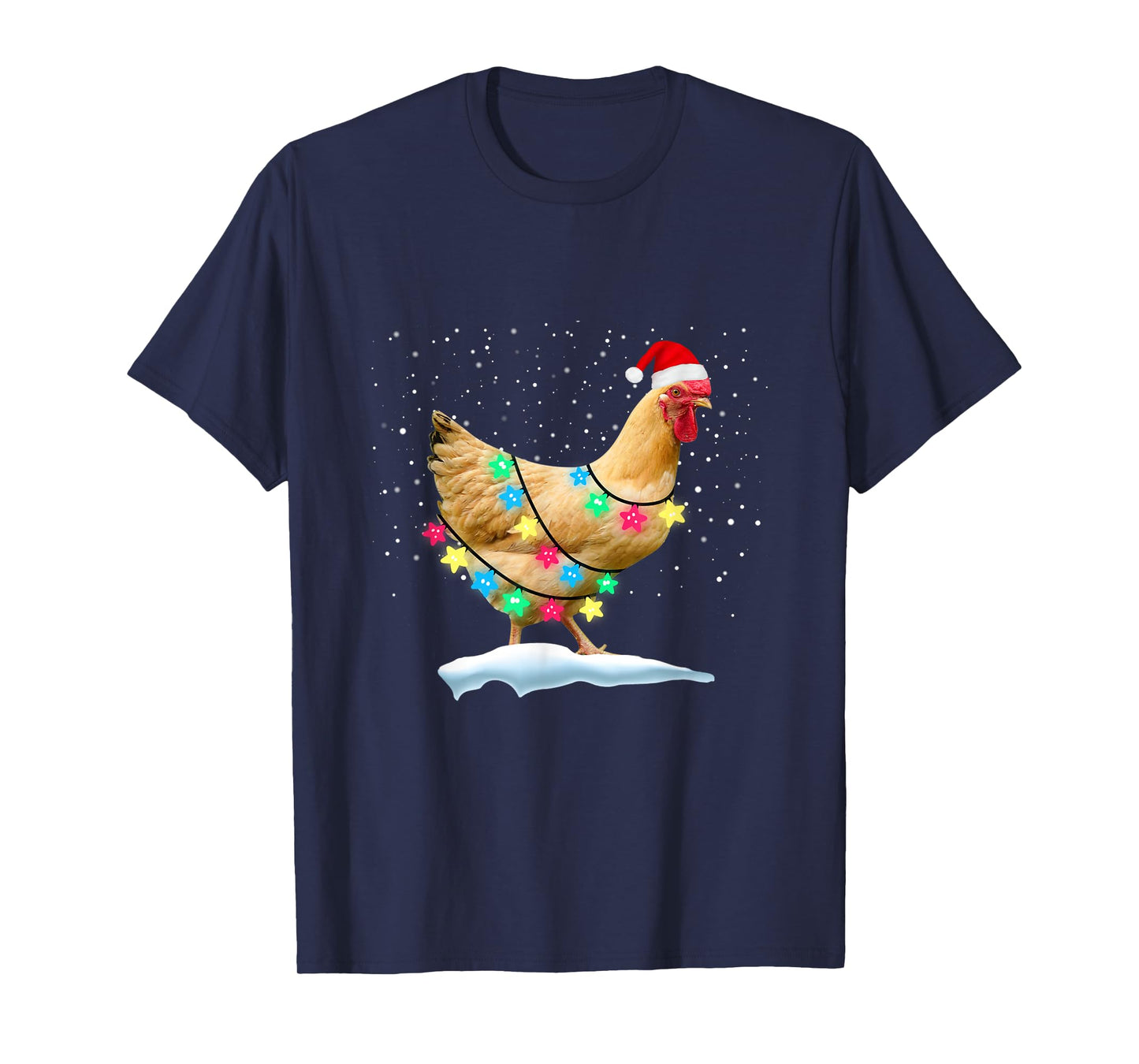 Chicken Christmas Santa Hat Farm Animal Funny Xmas Family T-Shirt