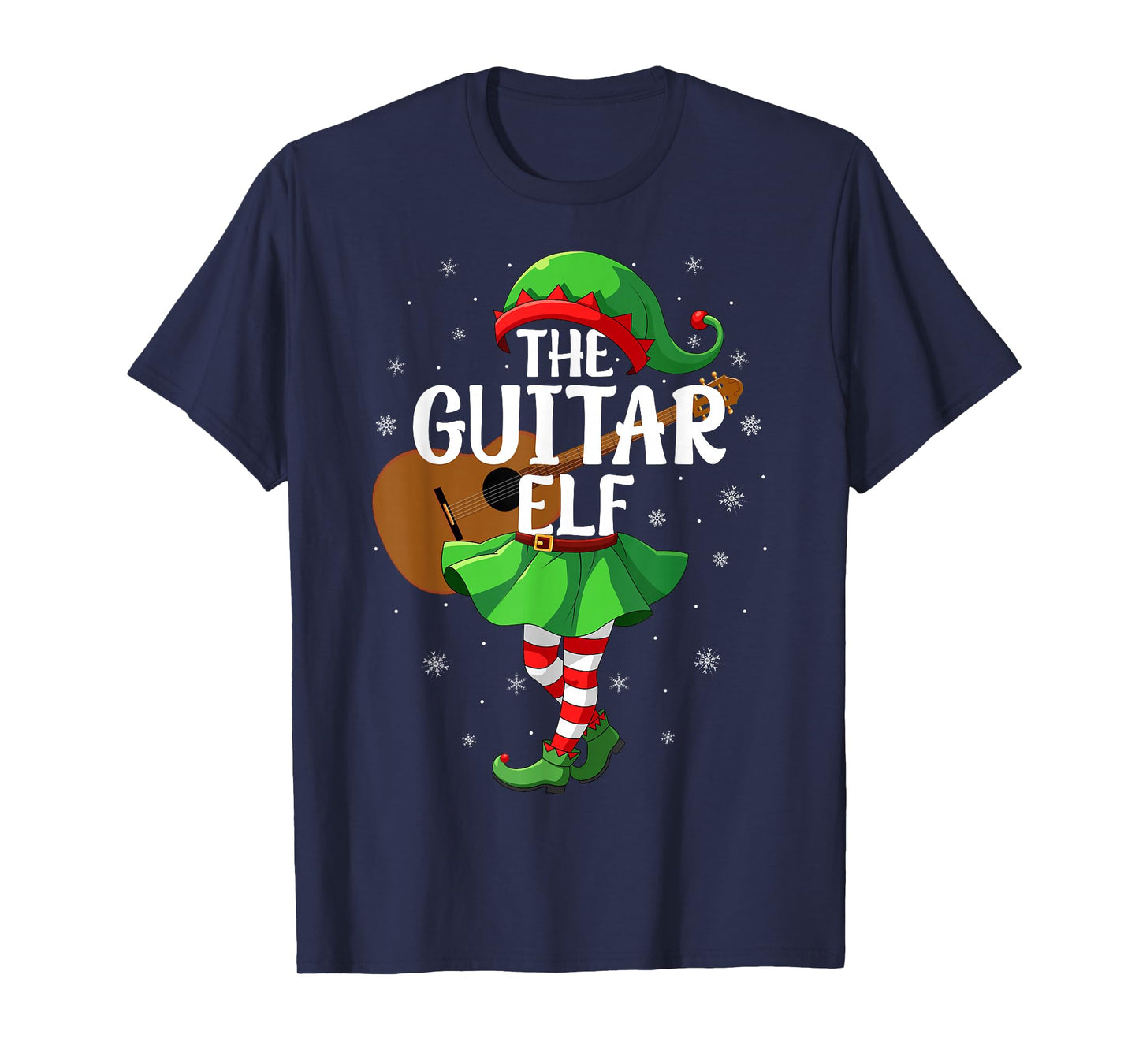 Guitar Elf Christmas Girls Women Elf Squad Xmas Family T-Shirt
