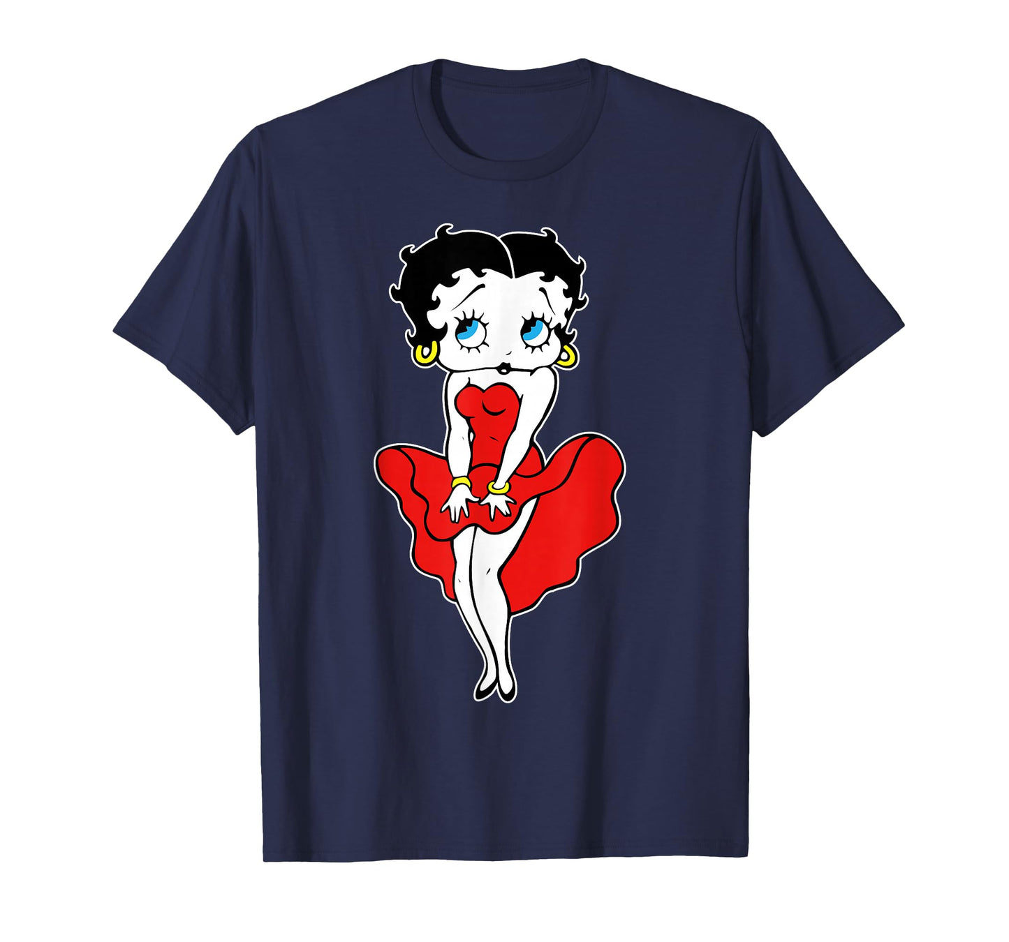 Classic Betty Boop Cartoon Character Retro Red Dress T-Shirt