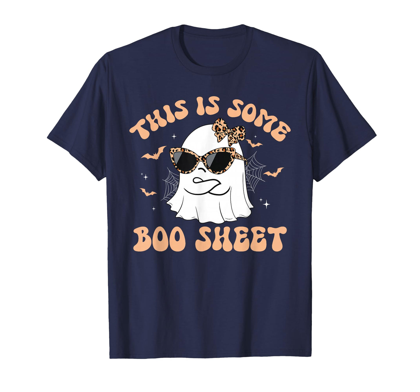 This is Boo Sheet Ghost Retro Groovy Funny Halloween Leopard T-Shirt