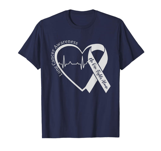Lung Cancer Awareness Heart White Ribbon Support T-Shirt