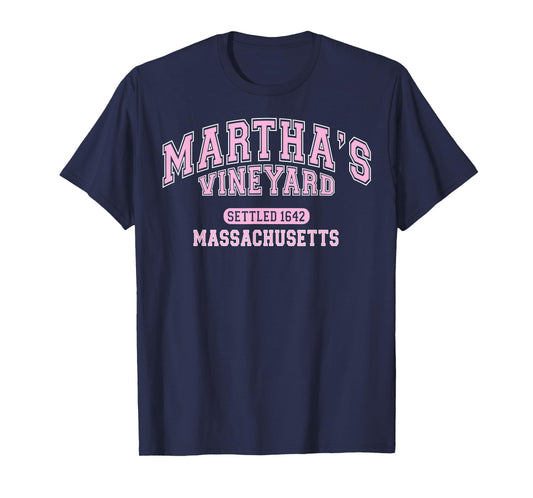 Martha's Vineyard Massachusetts Vintage Sports Pink T-Shirt