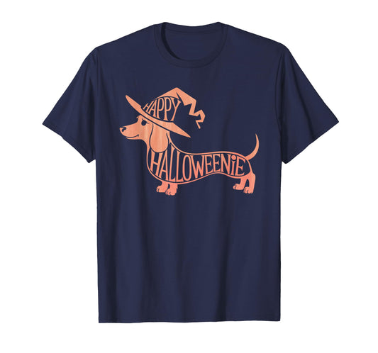 Happy Halloweenie Weiner Dog Cute Dachshund Witch Hat T-Shirt