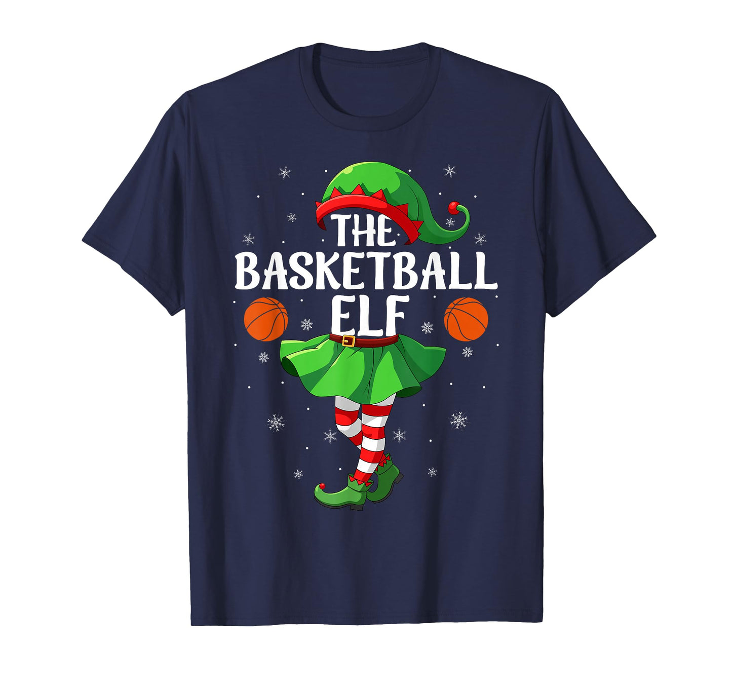 Basketball Elf Christmas Girls Women Elf Squad Xmas Family T-Shirt