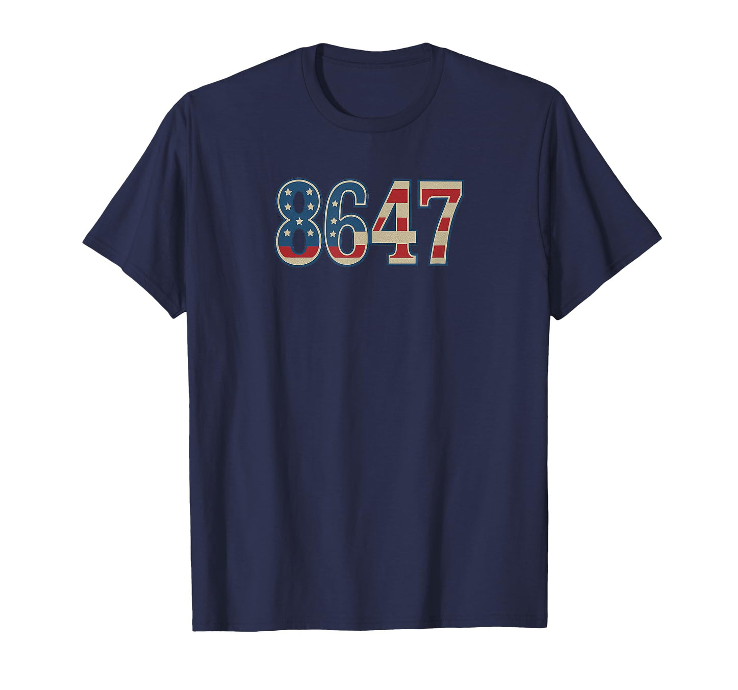 8647 USA Flag, American Centered Text T-Shirt