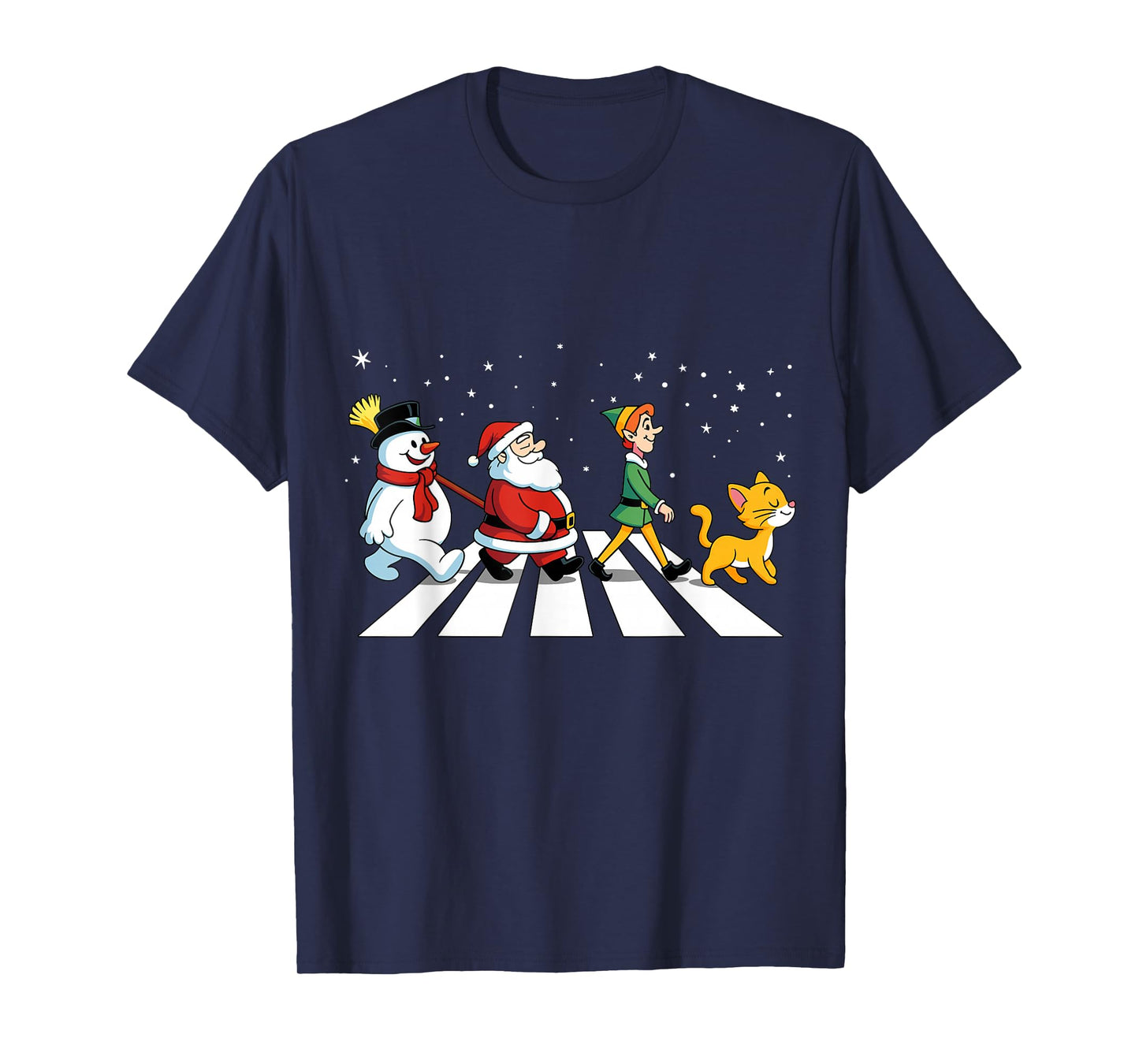 Cats Road Crossings Funny Christmas T-Shirt