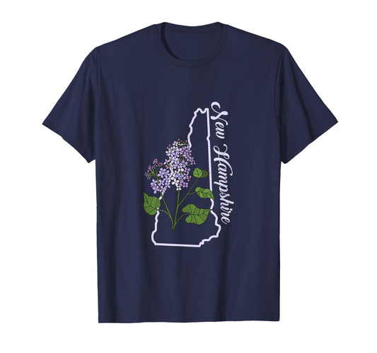 State of New Hampshire Purple Lilac Flower T-Shirt