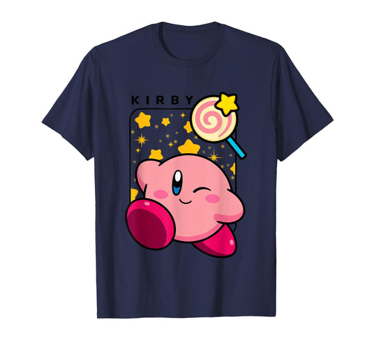 Kirby Lollipop & Stars Big Cute Nintendo Portrait T-Shirt