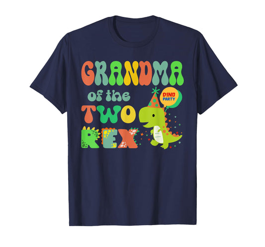 Grandma of the Two Rex Birthday Dinosaur Family Matching T-Shirt