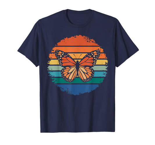 Cute Butterflies Animal Lover Retro Vintage Monarch Butterfly T-Shirt for Men, Women, Kids - Black, Small, Short Sleeve