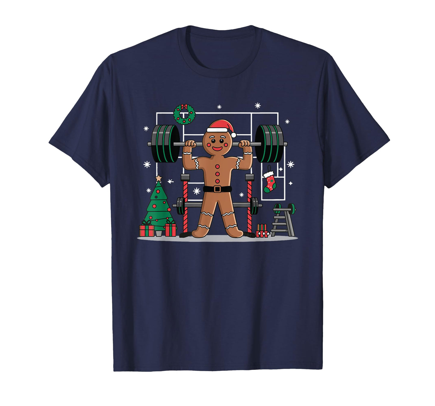 Gingerbread Weightlifting Workout Bodybuilding T-Shirt