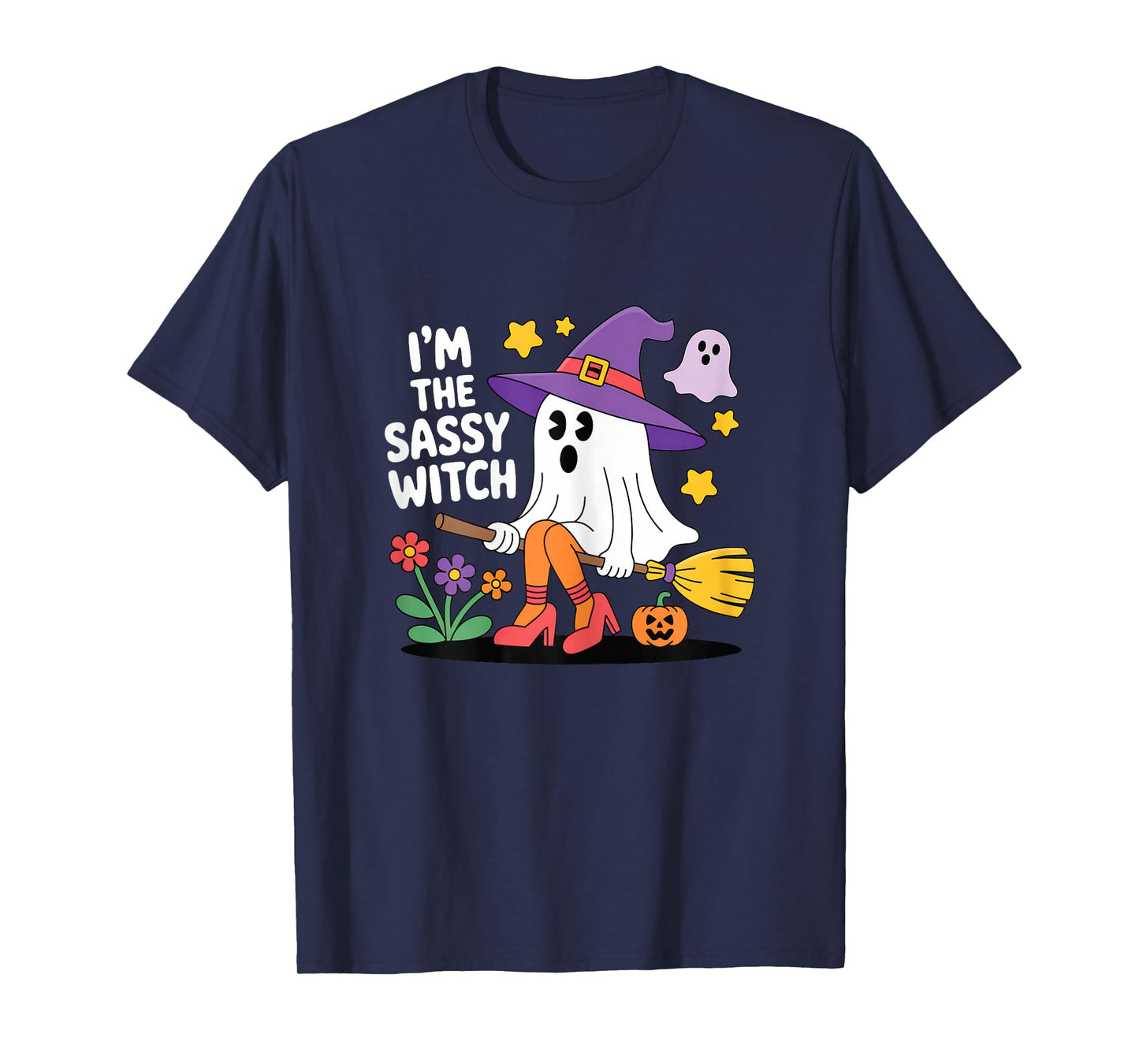 Funny Sassy Witch Halloween Ghost Cute Broomstick Magic Humo T-Shirt