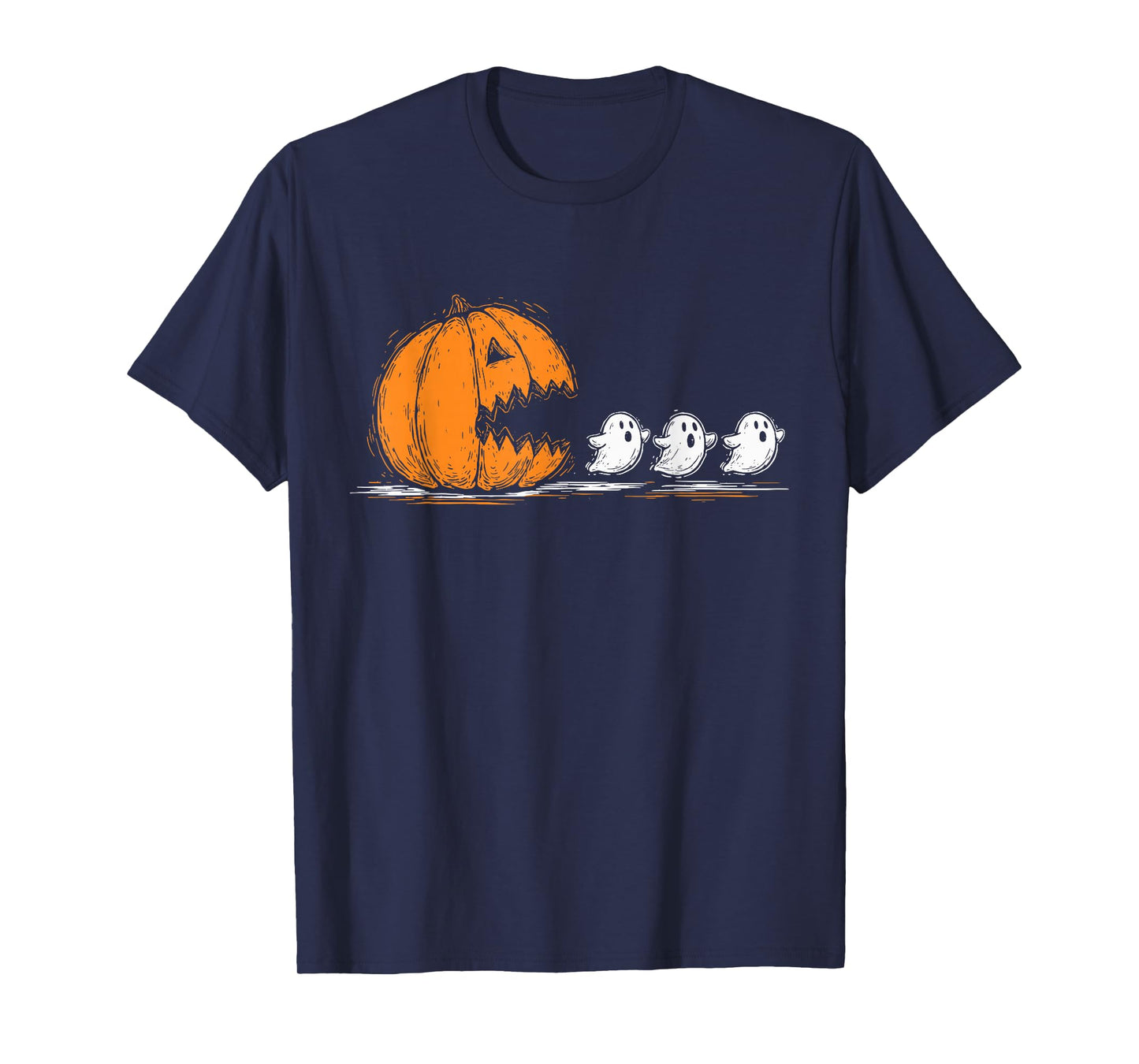 Vintage Funny Halloween Pumpkin Chasing Ghost Spooky Season T-Shirt