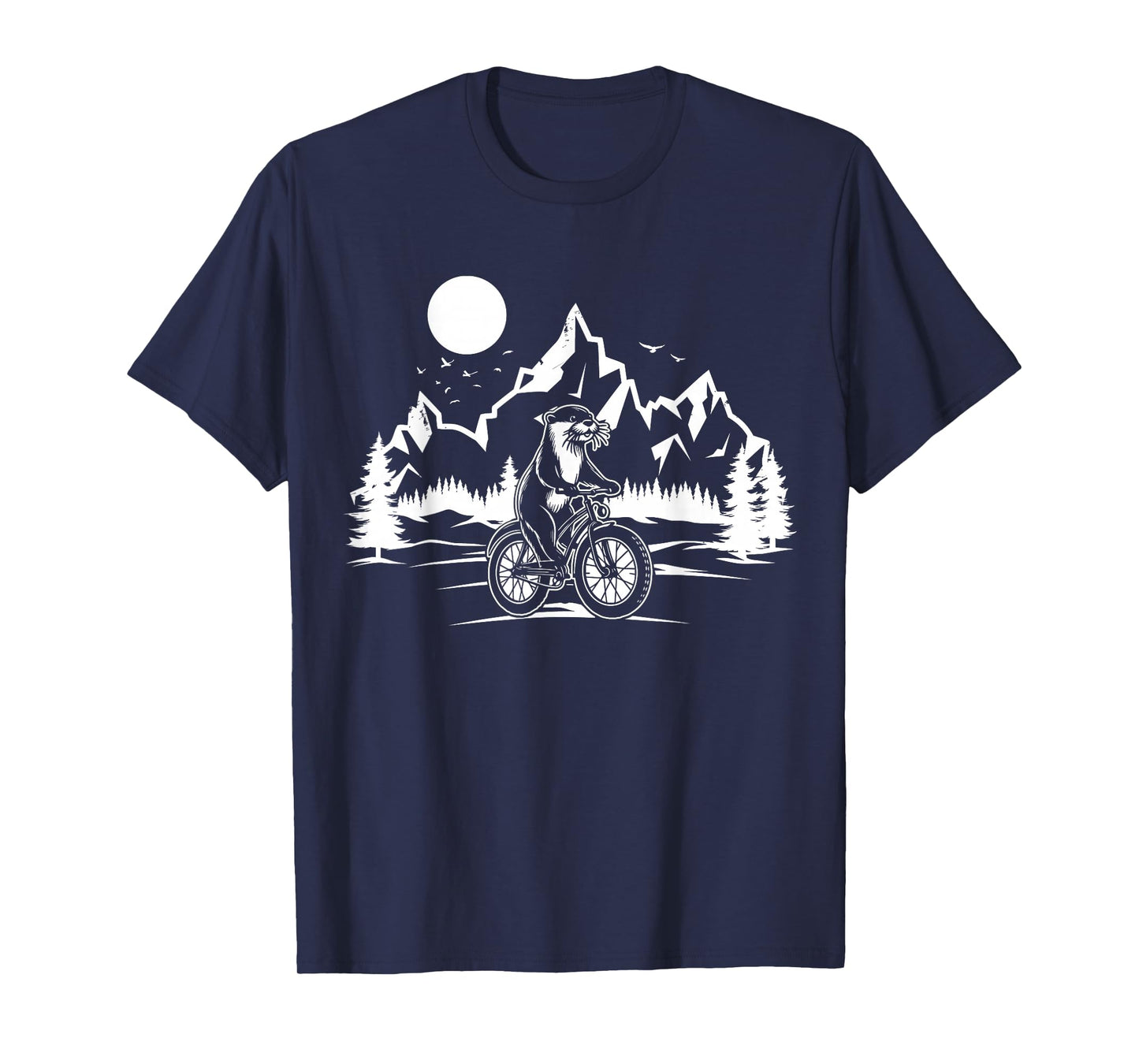 Otter Riding Bicycle Vintage Mountain Biking Otter Biker T-Shirt