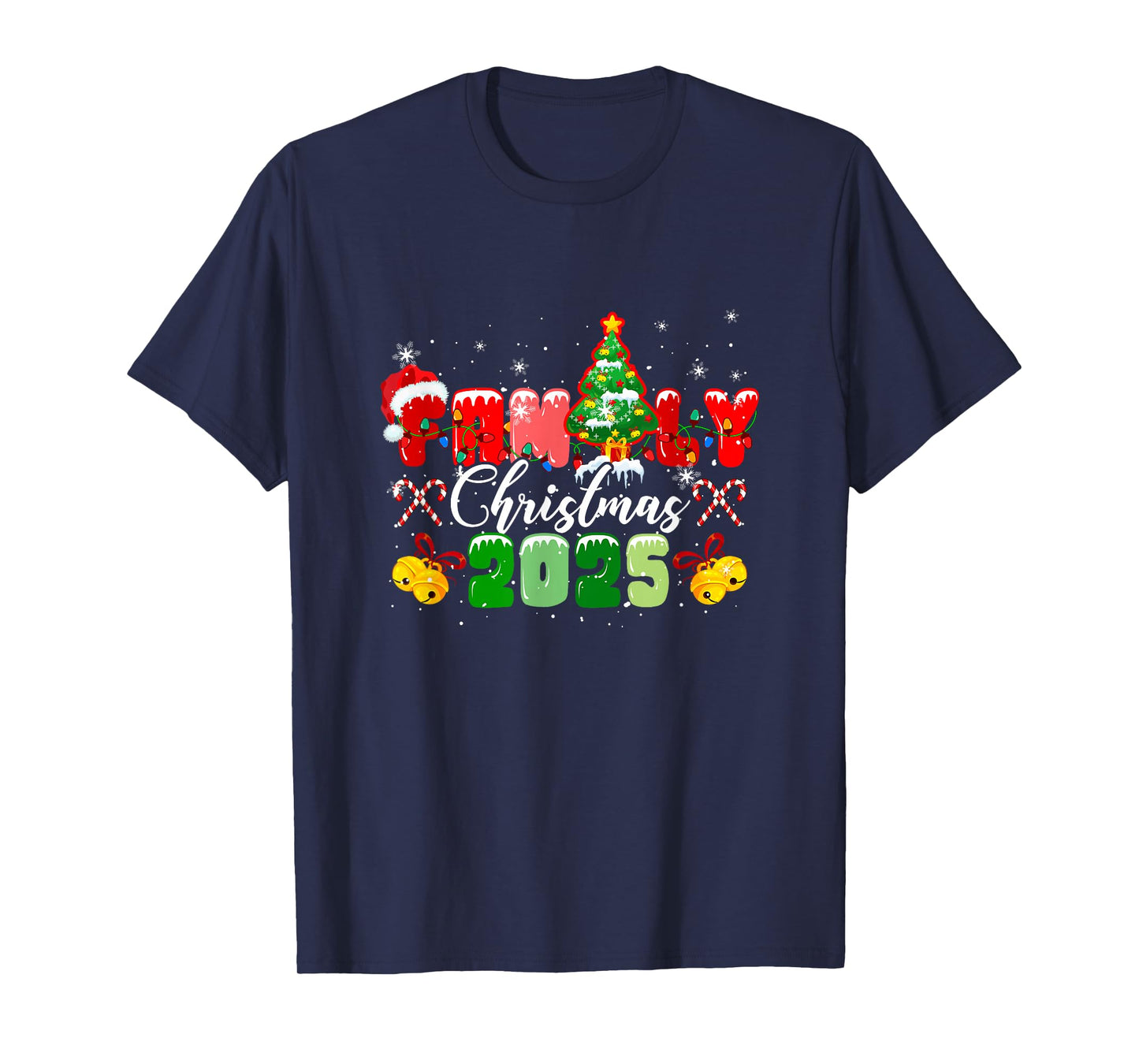 Family Christmas 2025 Colorful Lights Xmas Tree Lover Kids T-Shirt