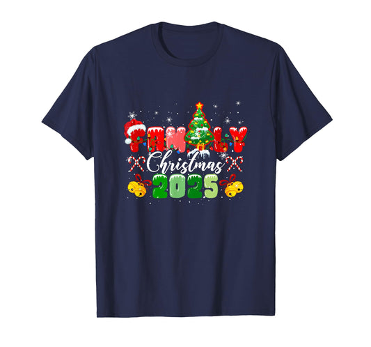Family Christmas 2025 Colorful Lights Xmas Tree Lover Kids T-Shirt