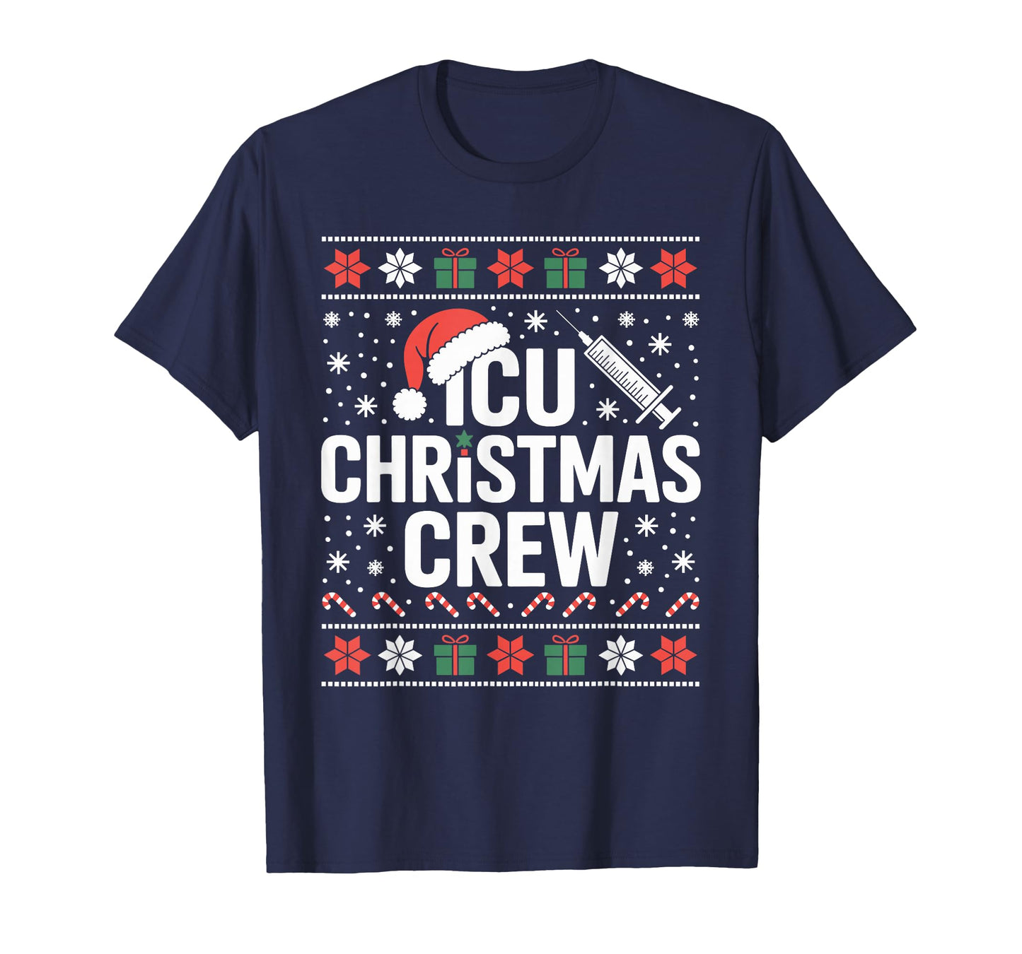 ICU Nurse Ugly Christmas Sweater Critical Care Xmas Nursing T-Shirt