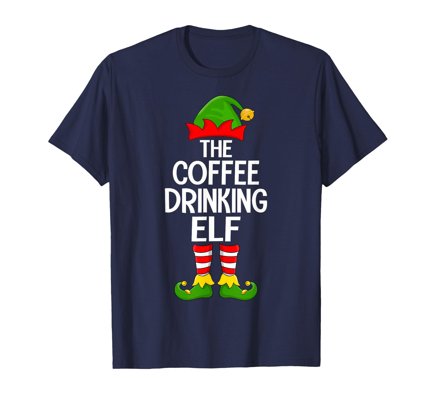 Coffee Drinking Elf Xmas Matching Family Elf Squad Christmas T-Shirt