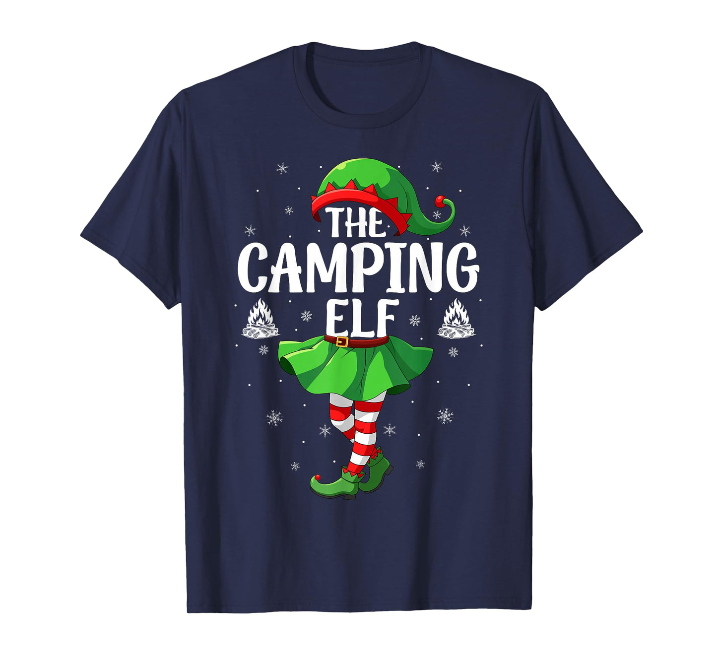 Camping Elf Christmas Girls Women Elf Squad Xmas Family T-Shirt