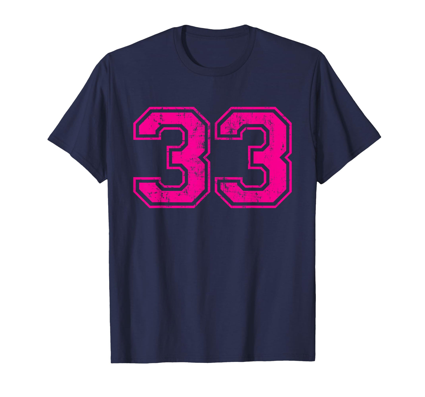 Number 33 Varsity Distressed Vintage Sport Team Player's T-Shirt