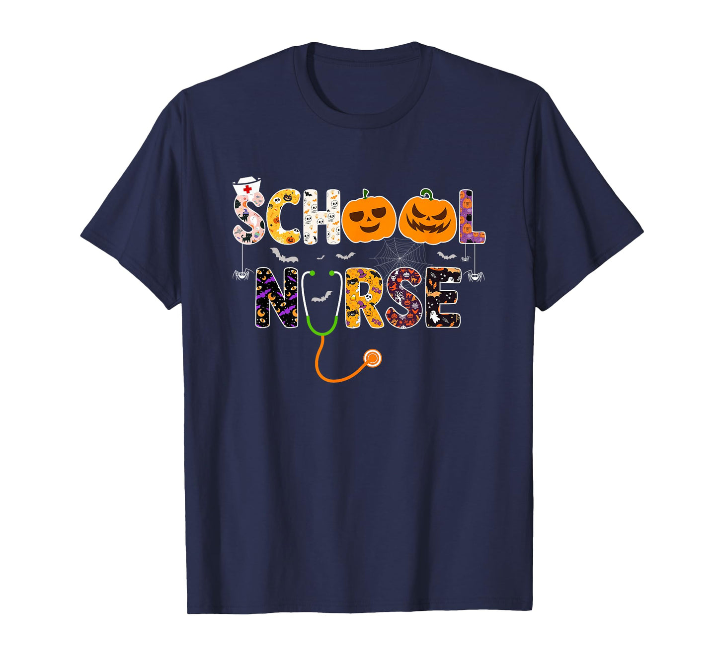 Retro Vintage Spooky School Nurse Pumpkin Halloween Costumes T-Shirt