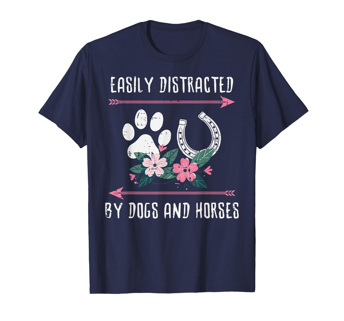 Easily Distracted Dogs Horses Equestrian Women Girls Kids T-Shirt