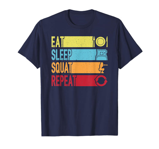 Daily Workout Gift Vintage Eat Sleep Squat Repeat Gym T-Shirt