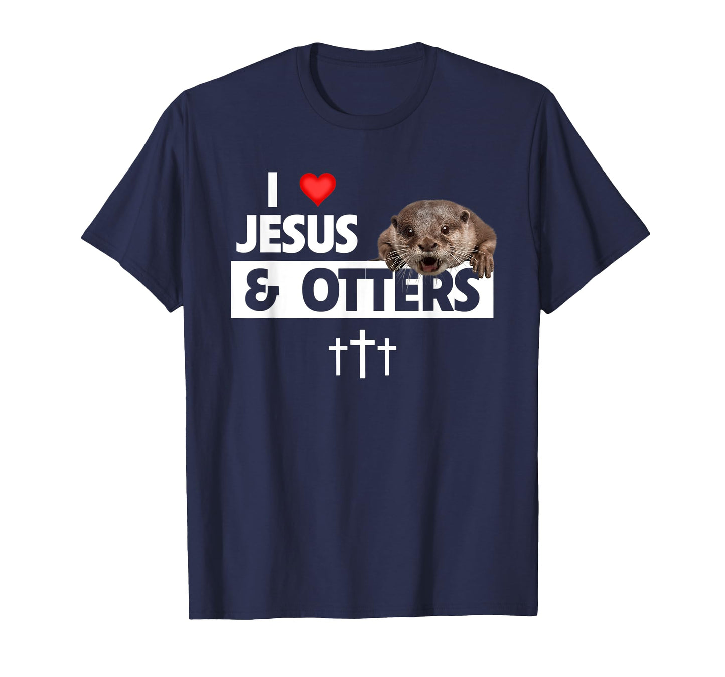 I Love Jesus And Otters Zoo Wildlife Nature Christian Bible T-Shirt