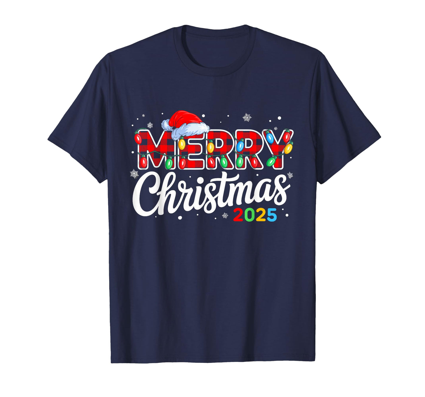 Merry Christmas 2025 Buffalo Plaid Santa Family Xmas 2025 T-Shirt