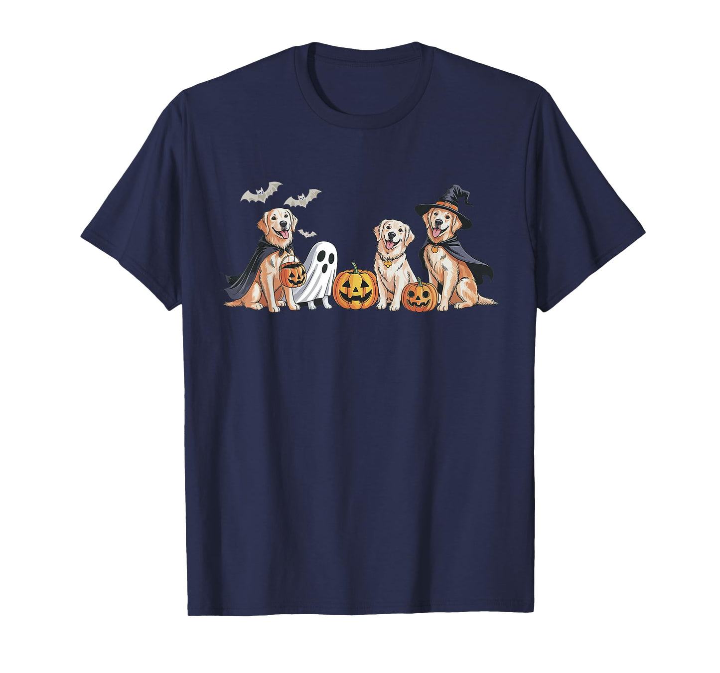 Retro Golden Retriever Dogs Ghost Boo Witch Funny Halloween T-Shirt