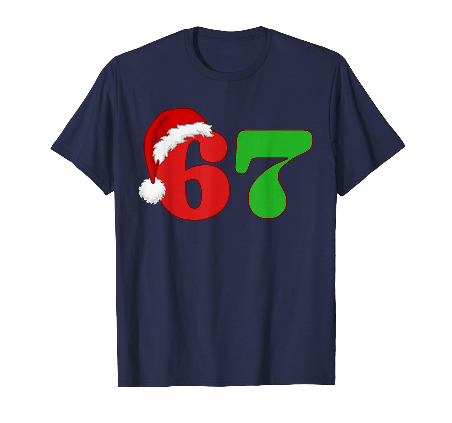 67 Christmas Funny Six Seven Meme Brainrot Santa Hat Boys T-Shirt