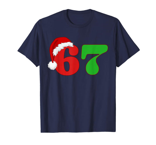 67 Christmas Funny Six Seven Meme Brainrot Santa Hat Boys T-Shirt