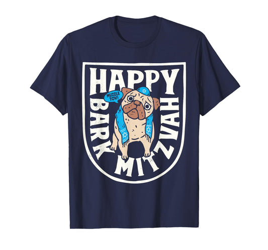 Hanukkah Pug Happy Bark Mitzvah Funny Jewish Chanukah Dog T-Shirt