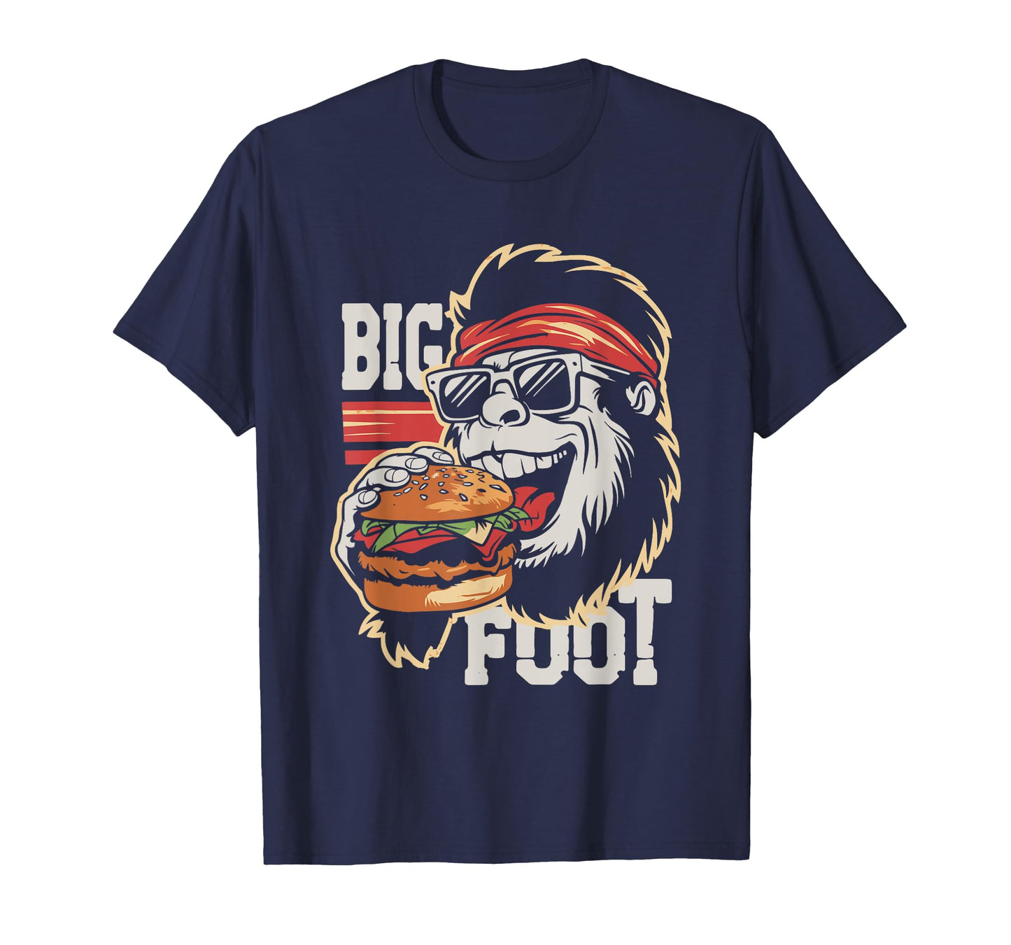 Bigfoot Eating Burger - Funny Hamburger Sasquatch Lover T-Shirt