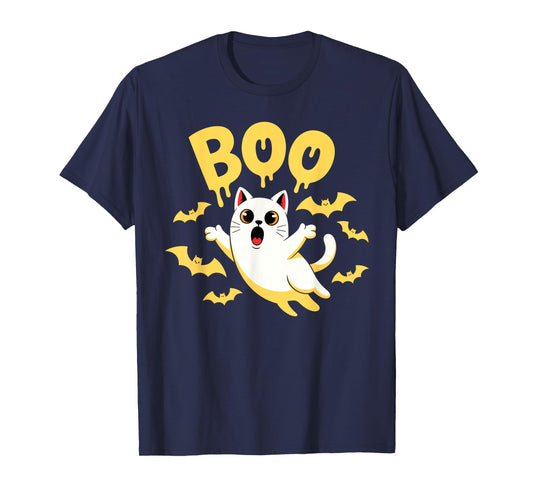 CAT Ghost Boo Cute Kitty Cats Lover Halloween Women Men T-Shirt