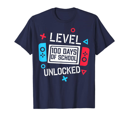 Level 100 Days Of School Unlocked Gamer Video Games Boys T-Shirt
