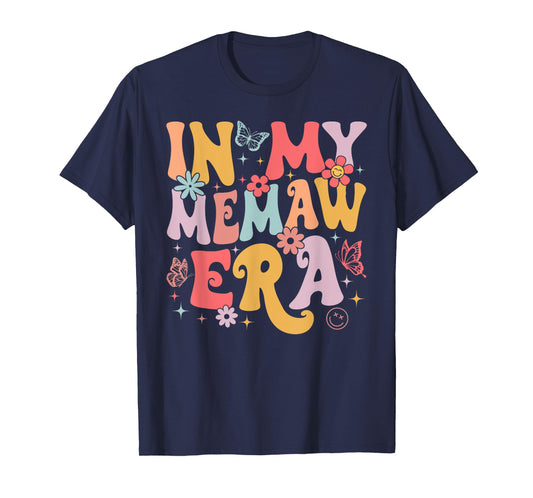 In My Memaw Era Groovy Retro Mothers Day Butterfly Women T-Shirt