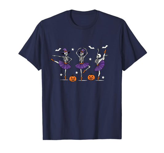 Dancing Skeleton Halloween Witch Ballerina Ballet Dancing T-Shirt