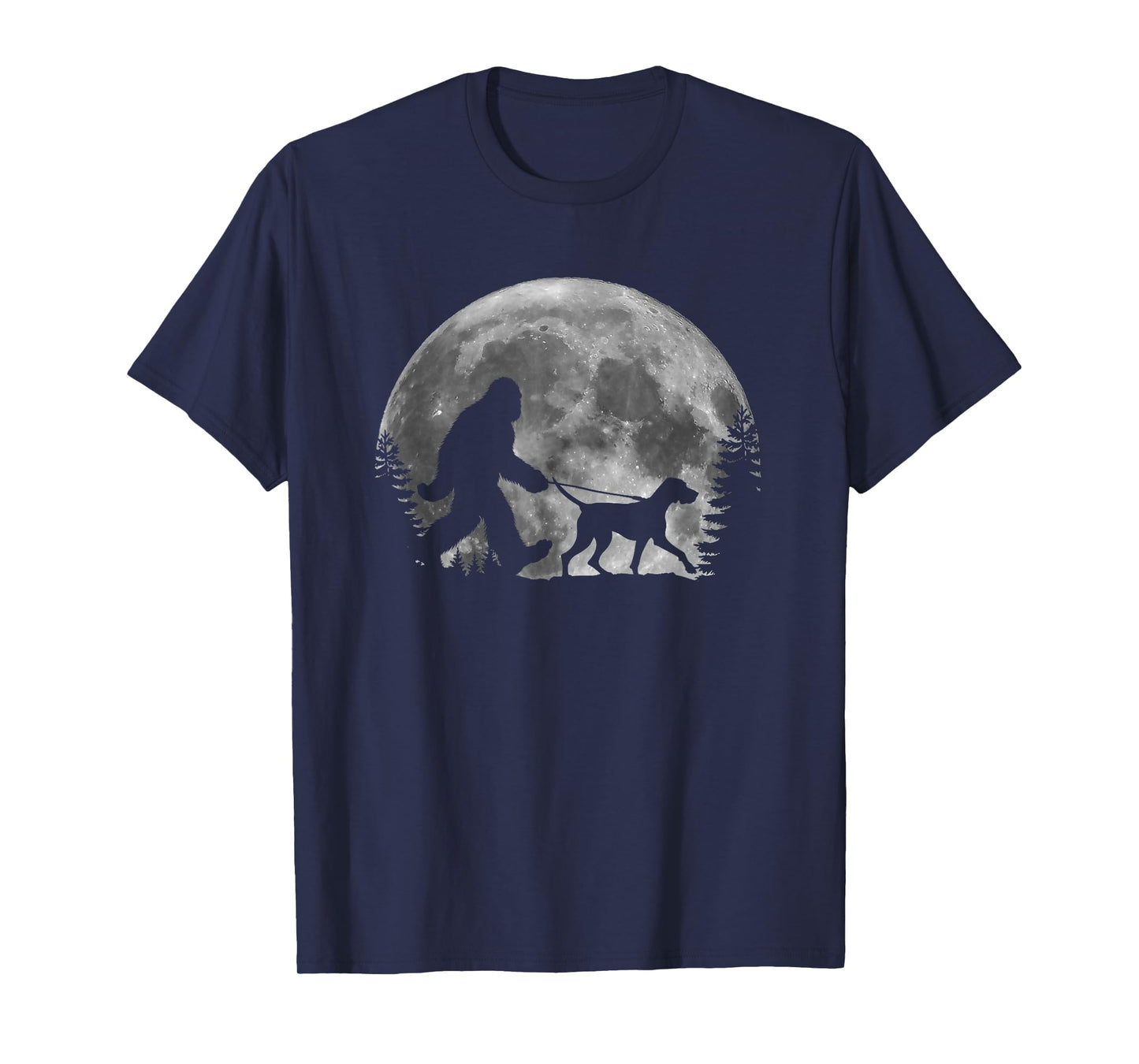 Bigfoot Walking a Dog German Shorthaired Pointer Halloween T-Shirt