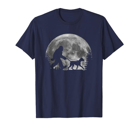 Bigfoot Walking a Dog German Shorthaired Pointer Halloween T-Shirt